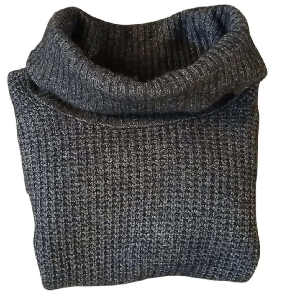 TOAD & CO Gray/Blue Tunic Wool Turtleneck Sweater EUC - Picture 8 of 11